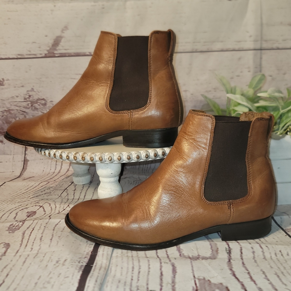 FRYE Melissa Womens Cognac Brown Leather Chelsea Boots Size 9.5B - Picture 6 of 16